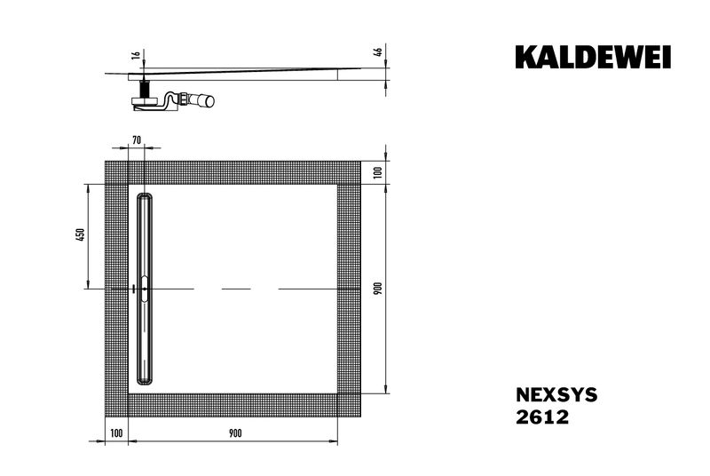 Kaldewei NEXSYS Mod 2612 Dusjkar, 90x90 cm, Alpine White, Secure Plus