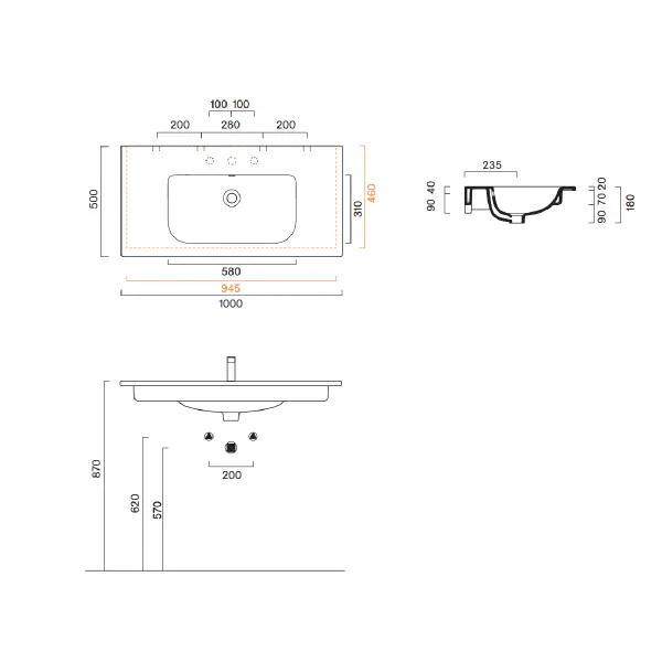 Hovedbilde Catalano Italy Vegghengt Servant 100x50 cm