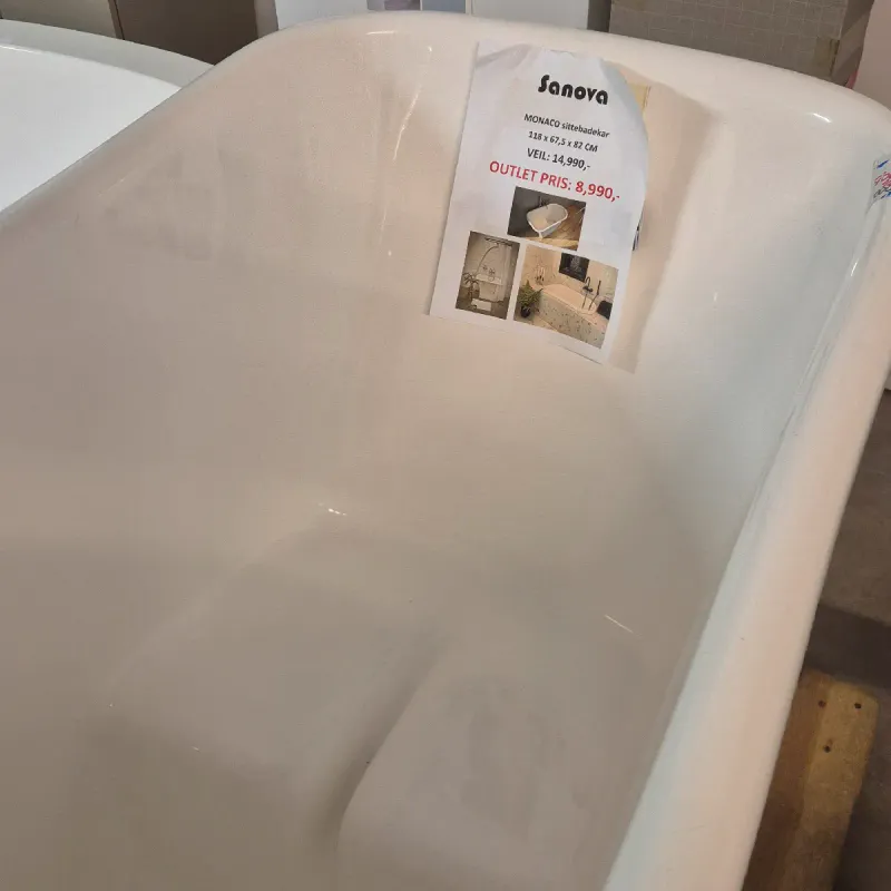 OUTLET: Sanova Monaco Sittebadekar 118x67,5 cm Hvit - Utstilling